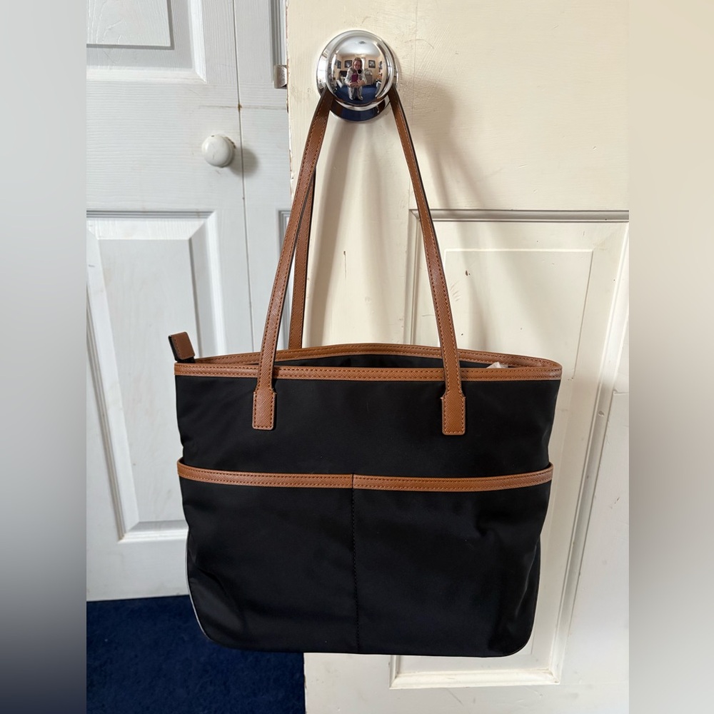 Michael Kors Black and Brown Nylon Kempton Meduim Tote Bag - Picture 2 of 10
